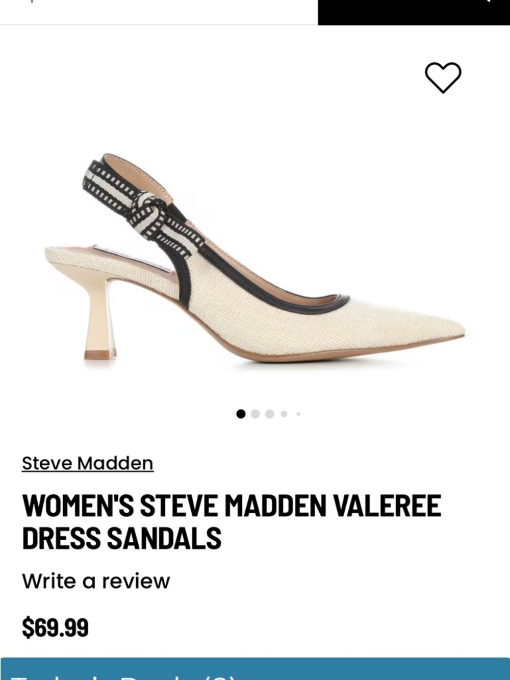 Steve Madden Cream and Black Slingback Pointed Toe Heels
